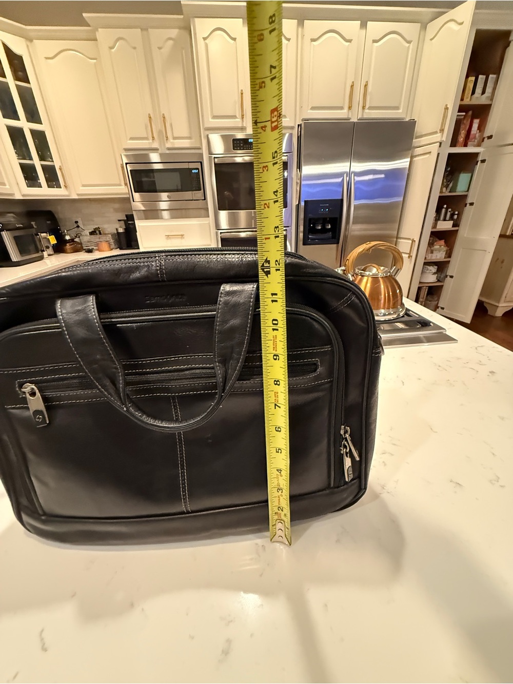 Samsonite Black Genuine Leather Laptop Briefcase Business Messenger Bag 16.5” - Picture 13 of 14